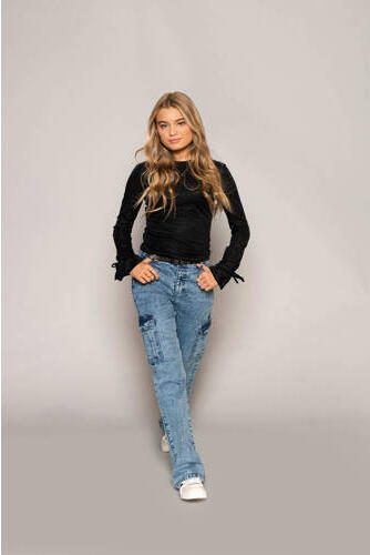 Frankie&Liberty top Karry met textuur zwart Meisjes Polyester Ronde hals 152 - Foto 2