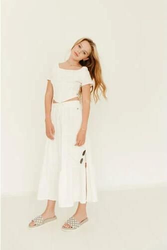 Frankie&Liberty Top wit Meisjes Polyester Vierkante hals Effen 140 - Foto 2
