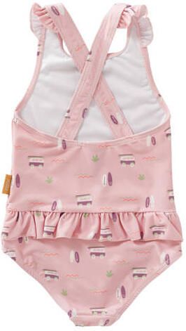 Fresk UV badpak met all over print en ruches roze UV zwempak Meisjes Nylon Ronde hals 110 116
