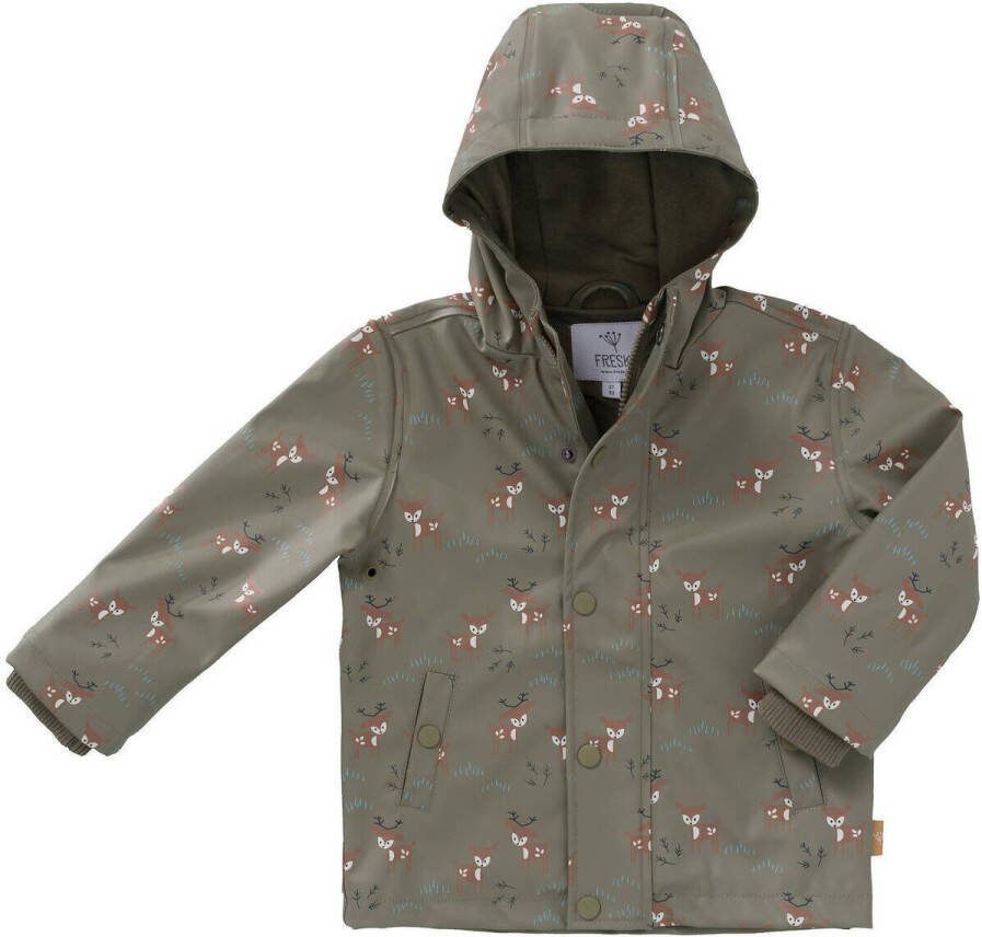 Fresk kids regenjas met all over print olijfgroen Polyester Capuchon 104 - Foto 3