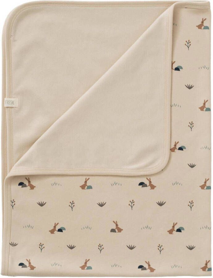Fresk babydeken Rabbit Sandshell Wikkeldeken Ecru All over print