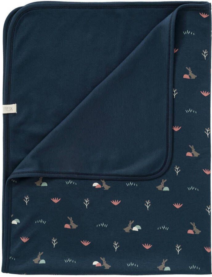 Fresk babydeken Rabbit mood indigo Wikkeldeken Blauw All over print