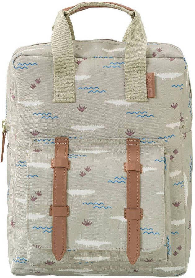Fresk rugzak crocodile Small groen All over print