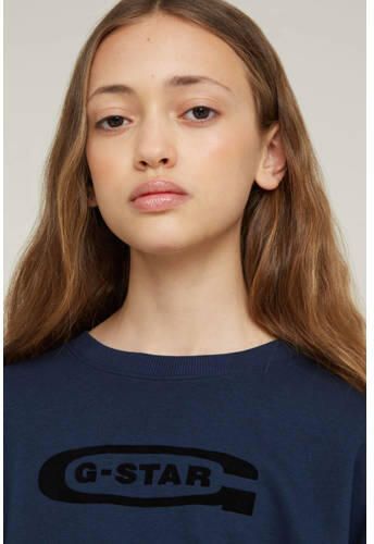 G-Star Raw sweater ub donkerblauw zwart Meisjes Katoen Ronde hals 116