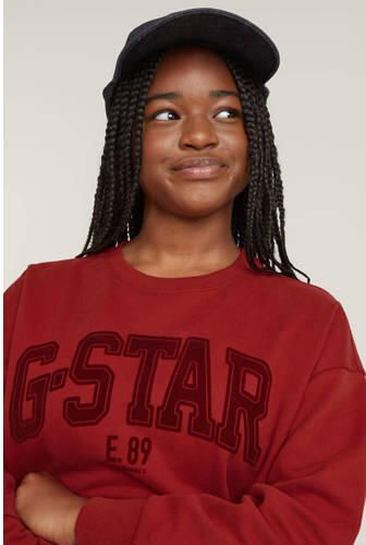 G-Star Raw sweater ub rood Meisjes Katoen Ronde hals Effen 140