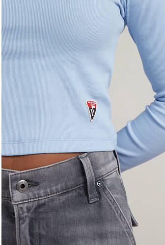 G-Star Raw T-shirt t-shirt l\s slim crop lichtblauw Ecru Meisjes Stretchkatoen Ronde hals 140 - Foto 11