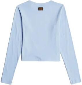 G-Star Raw T-shirt t-shirt l\s slim crop lichtblauw Ecru Meisjes Stretchkatoen Ronde hals 140 - Foto 10