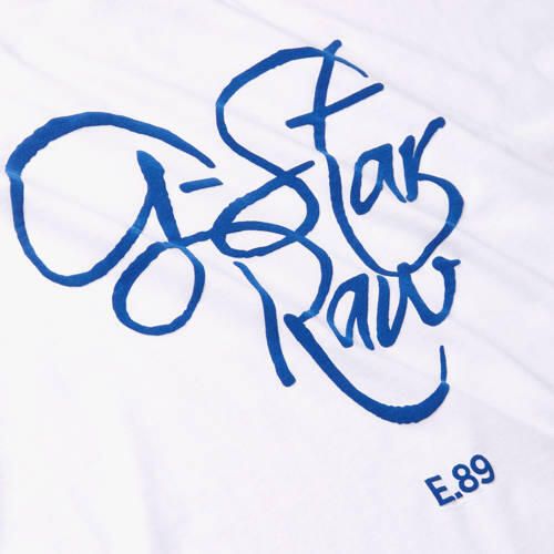 G-Star Raw T-shirt t-shirt s\s loose wit donkerblauw Katoen Ronde hals 164