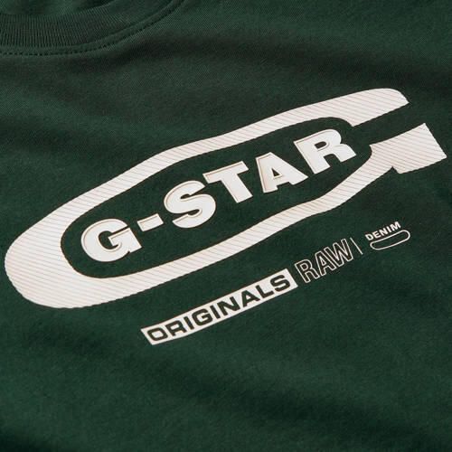 G-Star Raw T-shirt t- shirt s\s regular donkergroen ecru Jongens Katoen Ronde hals 152 - Foto 2