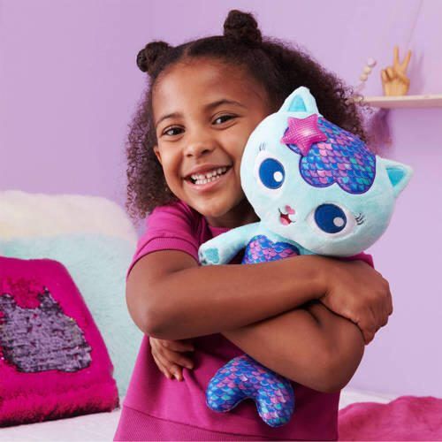Gabby's Dollhouse gabby's poppenhuis meerminkat met licht en geluid interactieve knuffel Blauw - Foto 2