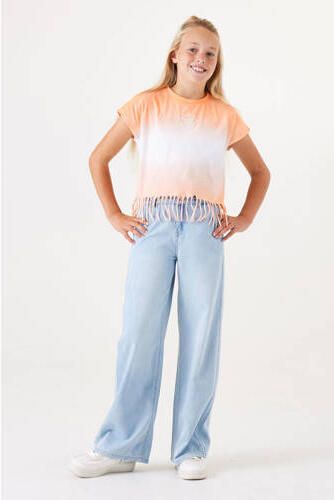 Garcia dip-dye T-shirt oranje lichtblauw Meisjes Katoen Ronde hals Dip-dye 152 158 - Foto 3