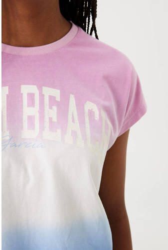 Garcia dip-dye T-shirt roze wit blauw Meisjes Katoen Ronde hals Dip-dye 164 170 - Foto 2