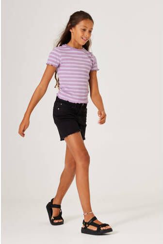 Garcia gestreept T-shirt lila wit Paars Meisjes Stretchkatoen Ronde hals 164 170 - Foto 2