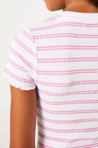 Garcia gestreept T-shirt wit roze Meisjes Stretchkatoen Ronde hals Streep 164 170 - Foto 2
