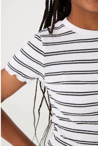 Garcia gestreept T-shirt wit zwart Meisjes Stretchkatoen Ronde hals Streep 128 134
