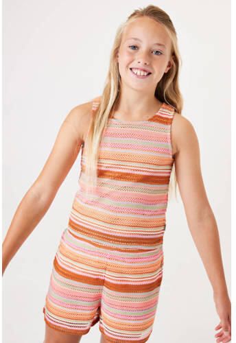 Garcia gestreepte loose fit casual short van polyester oranje roze bruin Korte broek 128