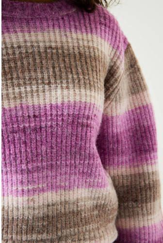 Garcia gestreepte trui bruin paars beige Meisjes Polyamide Ronde hals Streep 128 134