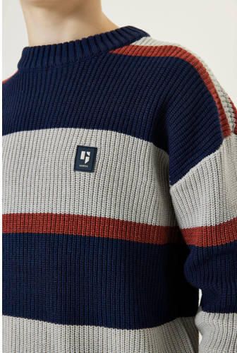 Garcia gestreepte trui donkerblauw grijs rood Jongens Katoen Ronde hals 128 134 - Foto 2