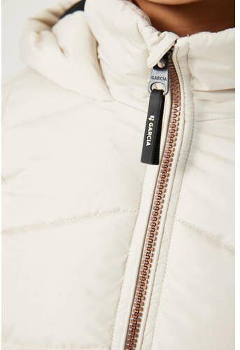Garcia gewatteerde winterjas ecru Meisjes Polyester Capuchon Effen 140 146 - Foto 3