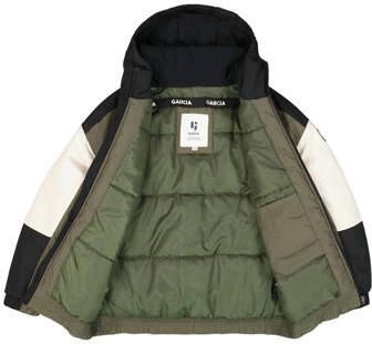 Garcia gewatteerde winterjas groen zwart beige Jongens Polyester Capuchon 128 134 - Foto 3