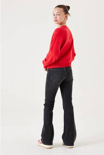 Garcia high waist flared jeans medium used Zwart Meisjes Stretchdenim Effen 128