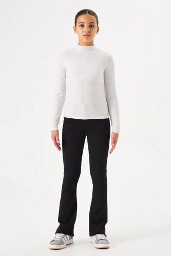 Garcia high waist flared jeans rinsed Zwart Meisjes Stretchdenim Effen 128