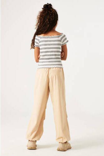 Garcia high waist loose fit broek beige Meisjes Stretchkatoen Effen 128 - Foto 3