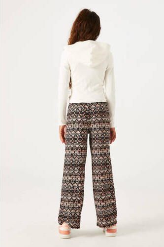 Garcia high waist loose fit broek van polyester zwart ecru oranje All over print 164 - Foto 3