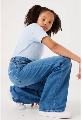 Garcia high waist wide leg jeans Annemay medium used Blauw Meisjes Stretchdenim 128