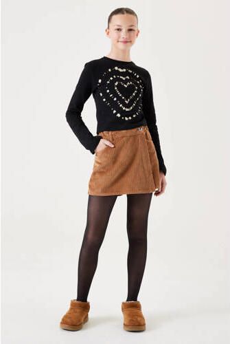 Garcia longsleeve met printopdruk zwart ecru Meisjes Stretchkatoen Ronde hals 140 146 - Foto 2