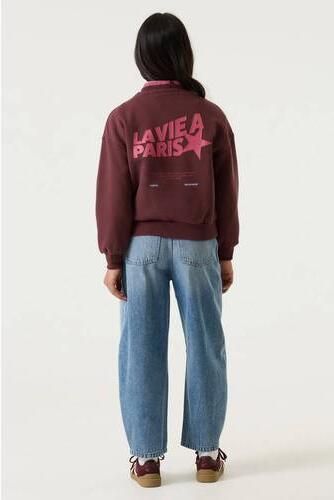 Garcia rechtvallende sweater met backprint donkerrood Backprint - Foto 4