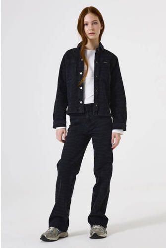 Garcia straight leg high waist straight leg jeans met zebraprint black denim Zwart Meisjes Stretchdenim - Foto 3