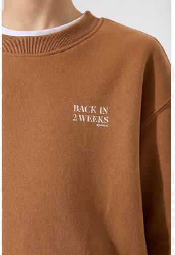 Garcia sweater lichtbruin Tekst | Sweater van - Foto 4