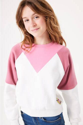 Garcia sweater wit roze oud roze Effen 164 170 | Sweater van