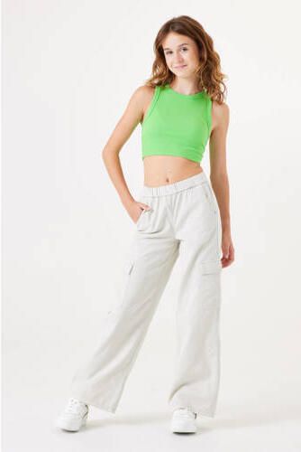 Garcia low waist loose fit cargobroek ecru Meisjes Katoen Effen 164