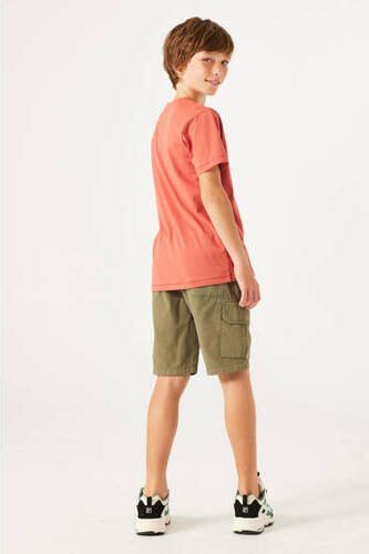 Garcia T-shirt met printopdruk rood zwart Jongens Katoen Ronde hals Printopdruk 152 158