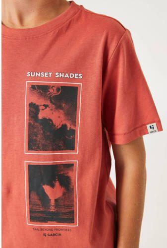 Garcia T-shirt met printopdruk rood zwart Jongens Katoen Ronde hals Printopdruk 152 158 - Foto 3