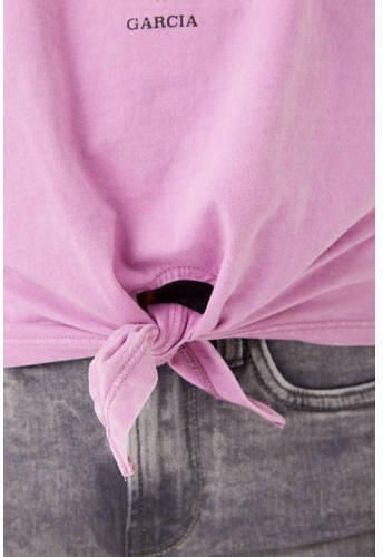 Garcia T-shirt met printopdruk roze Meisjes Katoen Ronde hals Printopdruk 128 134