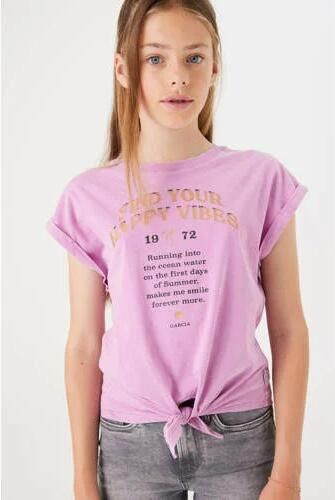 Garcia T-shirt met printopdruk roze Meisjes Katoen Ronde hals Printopdruk 128 134 - Foto 2
