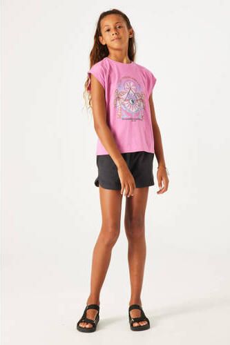 Garcia T-shirt met printopdruk roze lila Meisjes Katoen Ronde hals Printopdruk 152 158