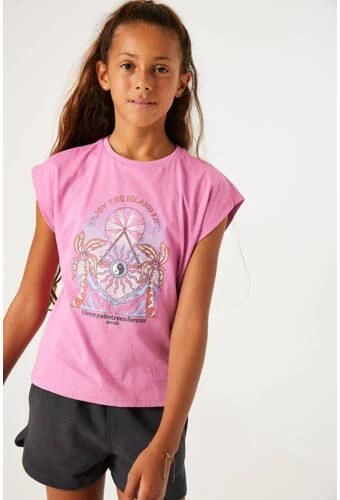 Garcia T-shirt met printopdruk roze lila Meisjes Katoen Ronde hals Printopdruk 152 158 - Foto 2