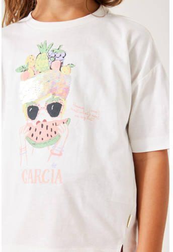 Garcia T-shirt met printopdruk wit Meisjes Katoen Ronde hals Printopdruk 104 110 - Foto 3