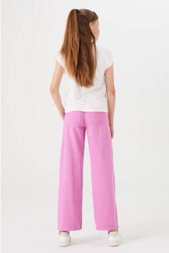 Garcia T-shirt met printopdruk wit roze lila Meisjes Katoen Ronde hals 164 170