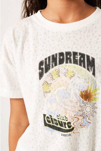 Garcia T-shirt van polyester ecru zwart geel Printopdruk 140 146 - Foto 3