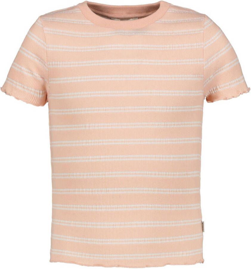 Garcia gestreept T-shirt zalm wit Oranje Meisjes Stretchkatoen Ronde hals 164 170 - Foto 3