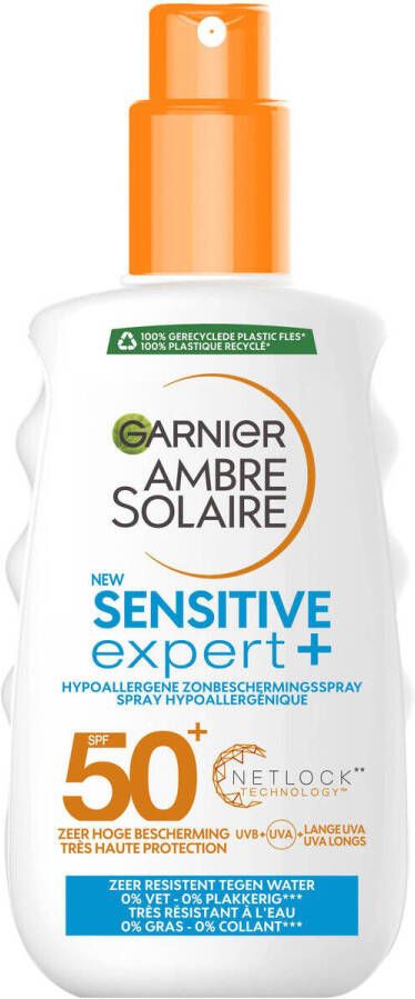 Garnier Ambre Solaire Sensitive Expert zonnebrandspray SPF 50+ 200 ml Wit
