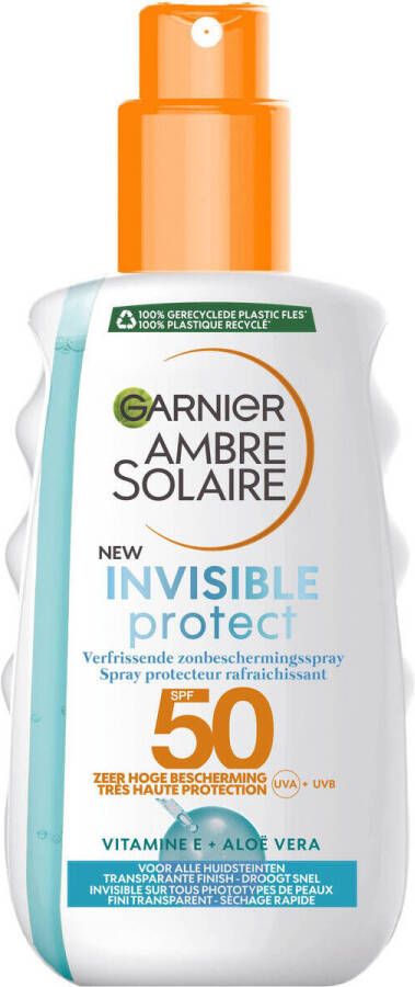 Garnier Ambre Solaire Invisible Protect Transparente zonnebrandspray SPF 50 200 ml Wit