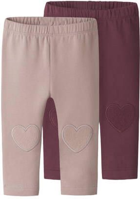 GUPPY BABY slim fit leggings roze (set van 2) Meisjes Stretchkatoen Effen