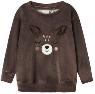 GUPPY BABY sweater met stippen bruin Meisjes Polyester Ronde hals Printopdruk