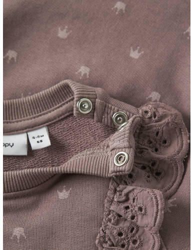 GUPPY BABY sweatjurk met ruches en print oudroze Meisjes Katoen Ronde hals - Foto 2